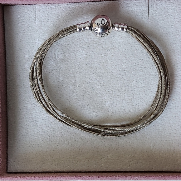 Pandora Multi-Strand Khaki Fabric Bracelet - Picture 2 of 6